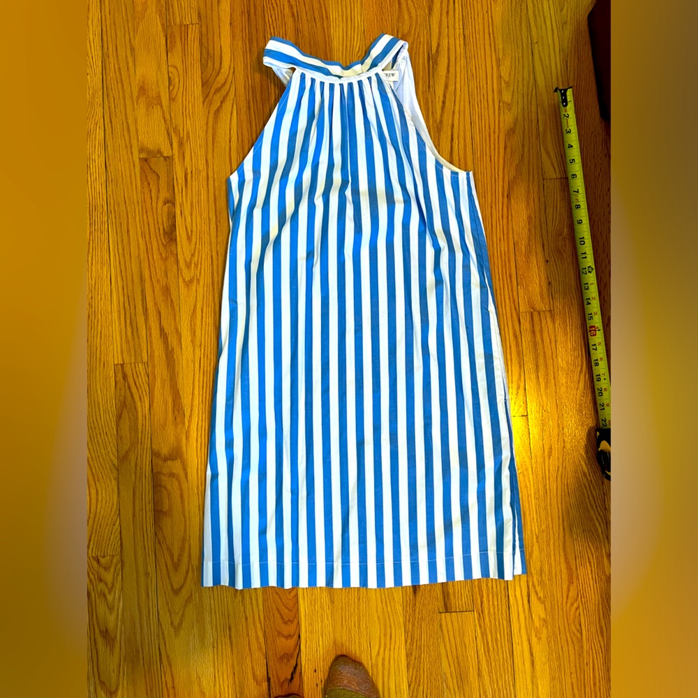 Blue and white stripe J.crew tie back dress